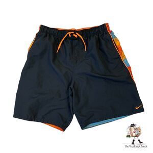 Nike Swim Shorts Mens L Large Inner Lined Drawstring Tie Flex Waistband Trunks